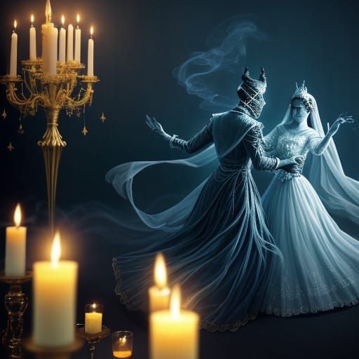 Ghosts Celebrate New Year's Eve in Surreal Ballroom