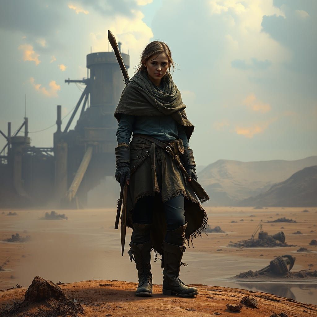 Gritty Wasteland Warrior Woman in Comics Style