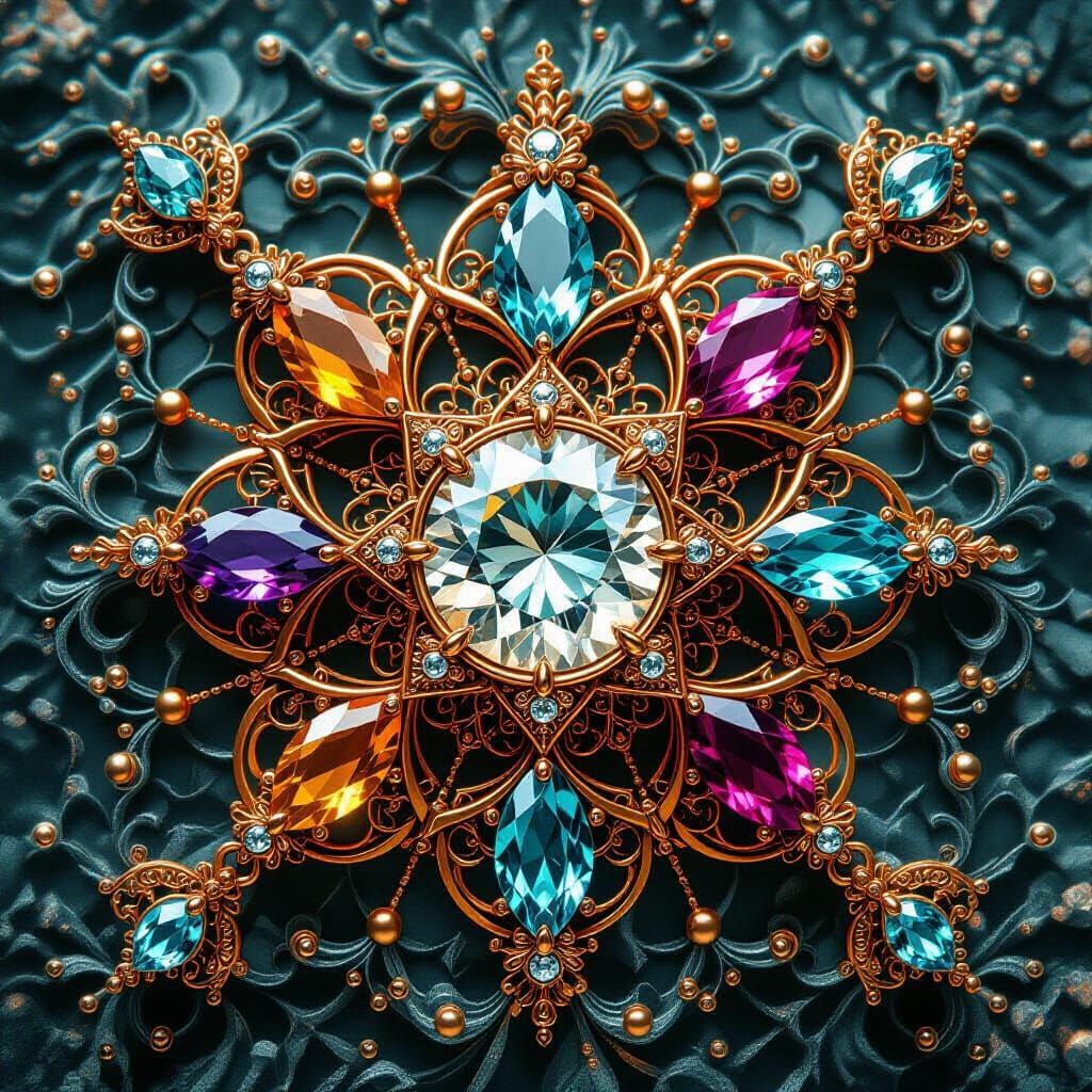 Wire Wrapped Crystals and Gems in Digital Painting Style