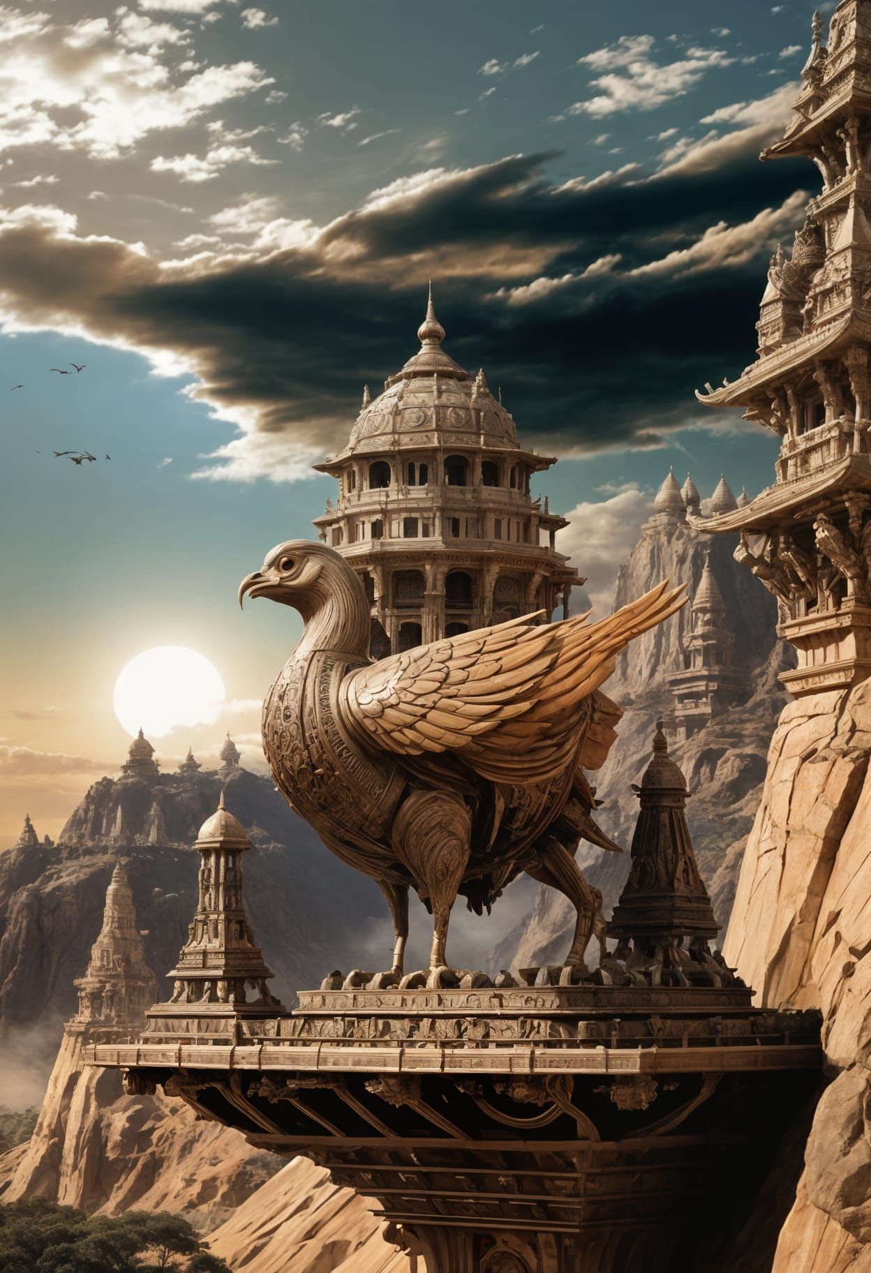 Ancient Indian Flying Machine in Futuristic Metal with Grand...