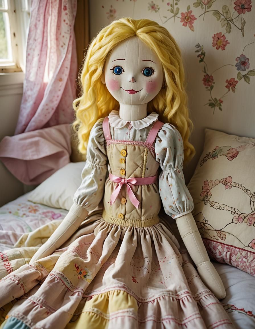 Rag Doll with Yellow Hair in Sunlight