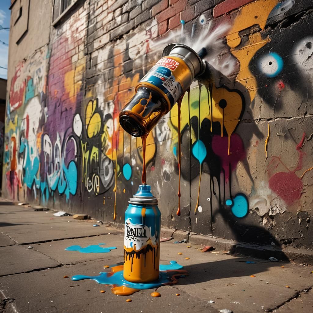 Surreal Graffiti Art with Melting Baby Bottle