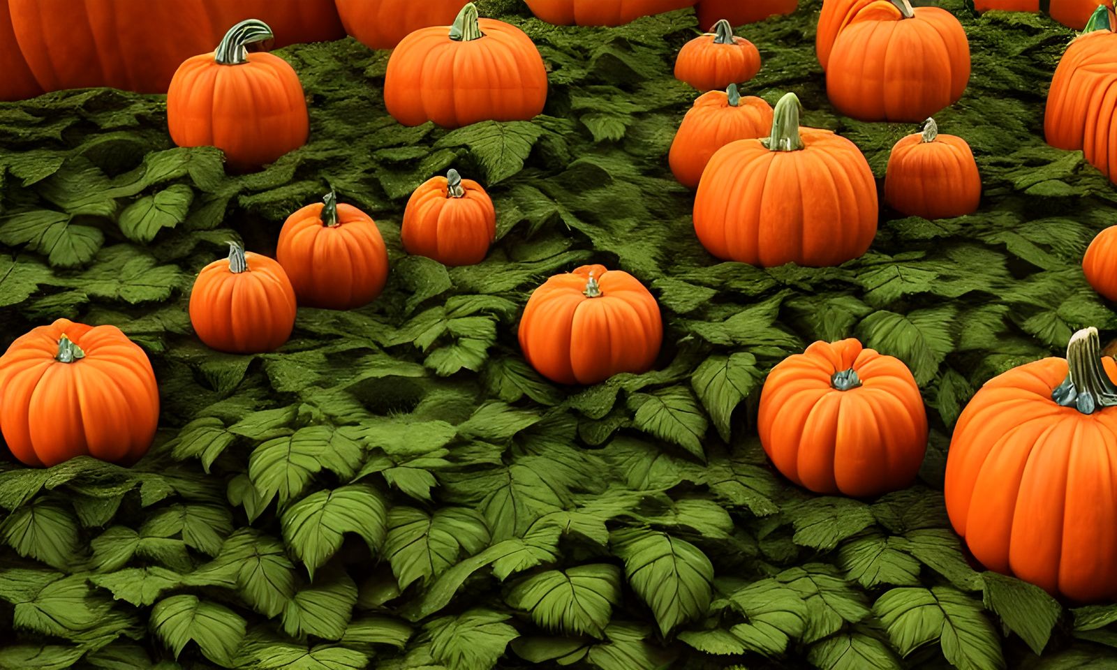 Lush Ivy Covers Expansive Pumpkin Patch