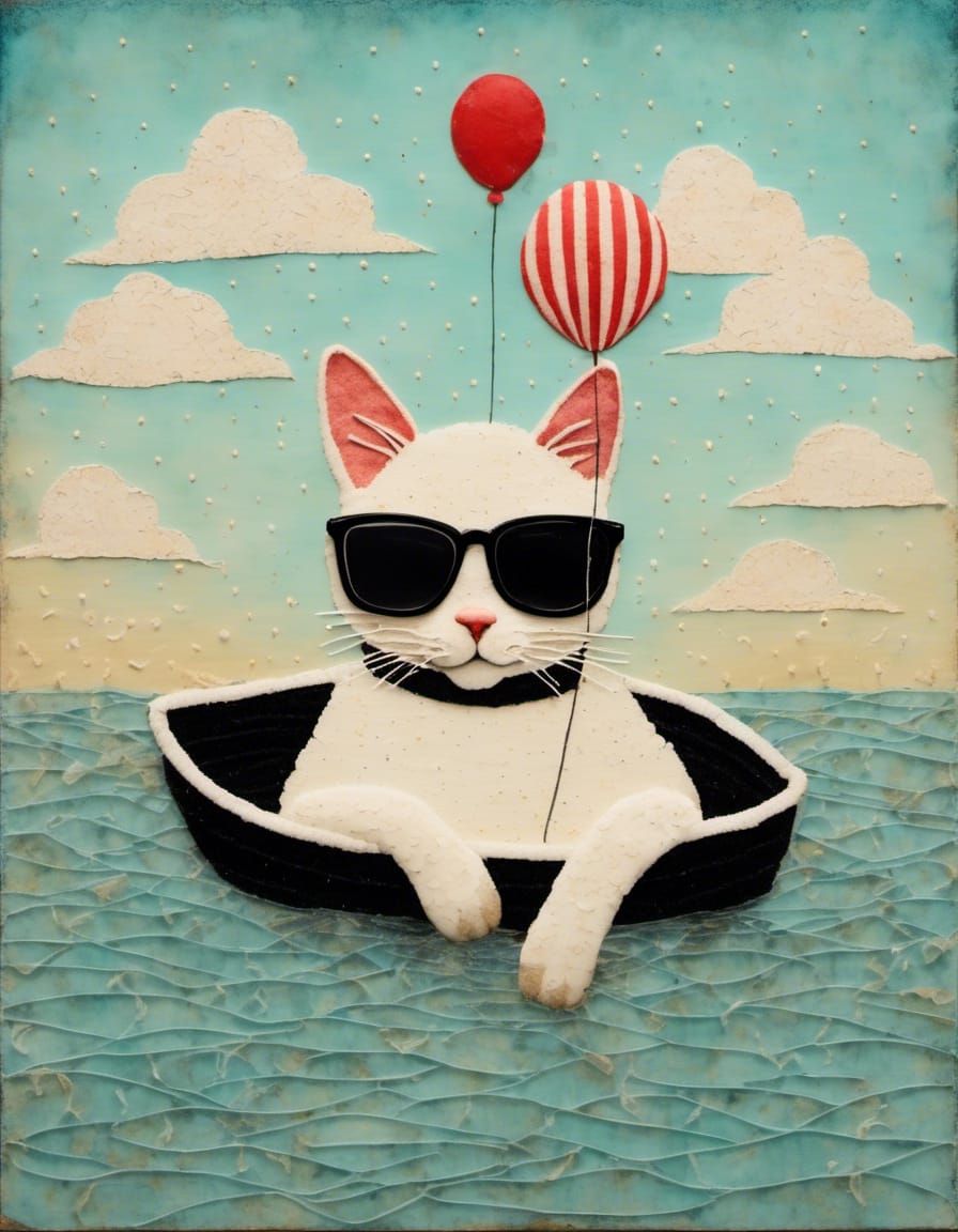 Floatie cat with 🎈