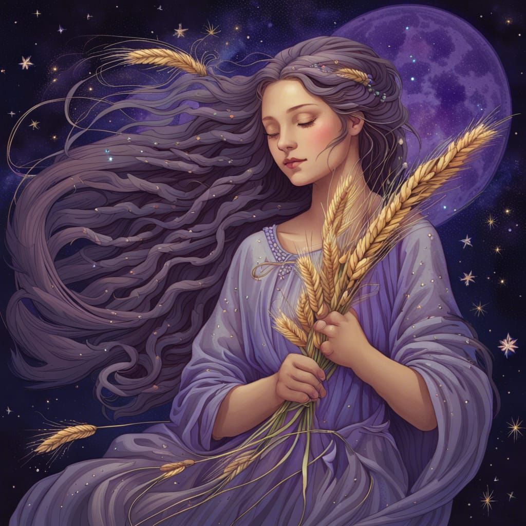 Virgo Maiden with Wheat and Starlight