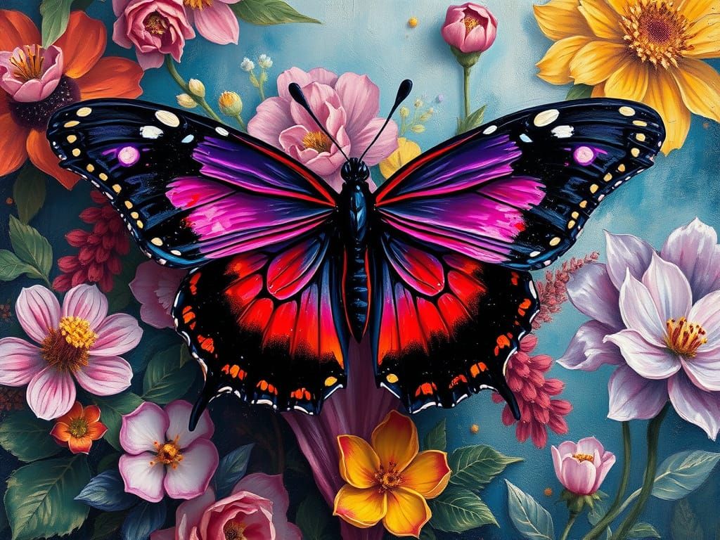Majestic Swallowtail Butterfly in Vibrant Oil-on-Canvas