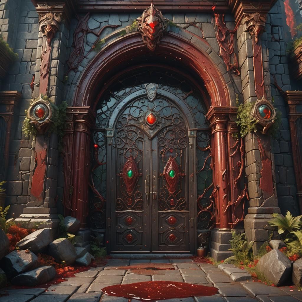Fantastical Bloodstone Entryway in Detailed Matte Painting