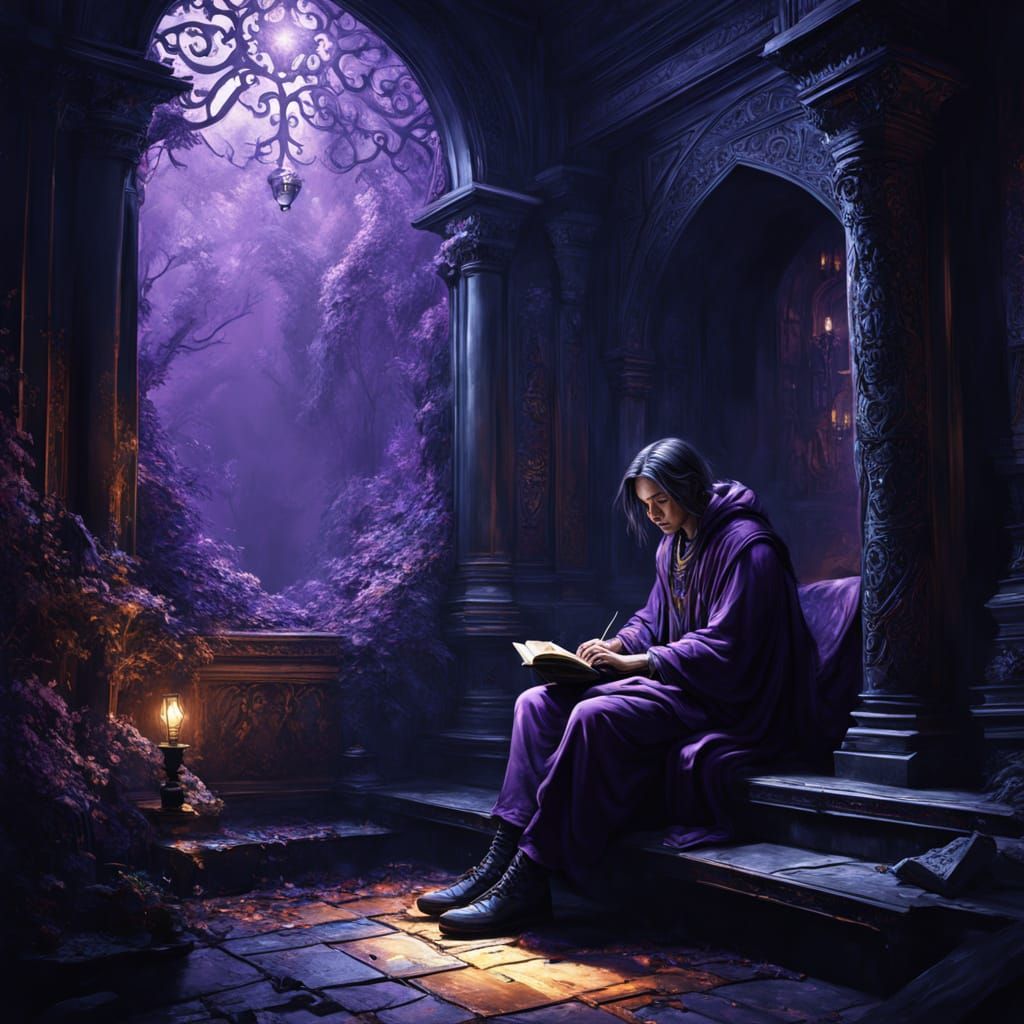 Secret Reading Corner in Dark Fantasy Style
