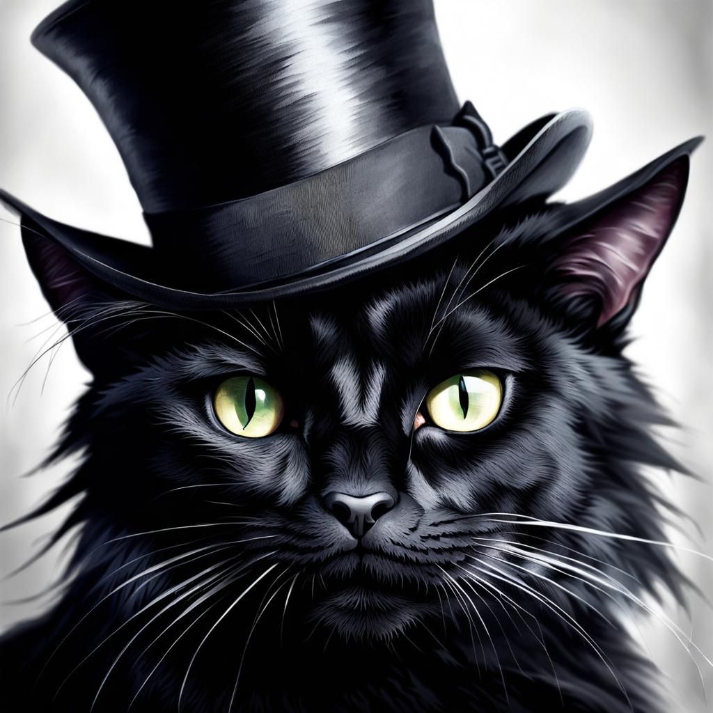Eerie Black Cat in Wonderland: Steampunk Tarot