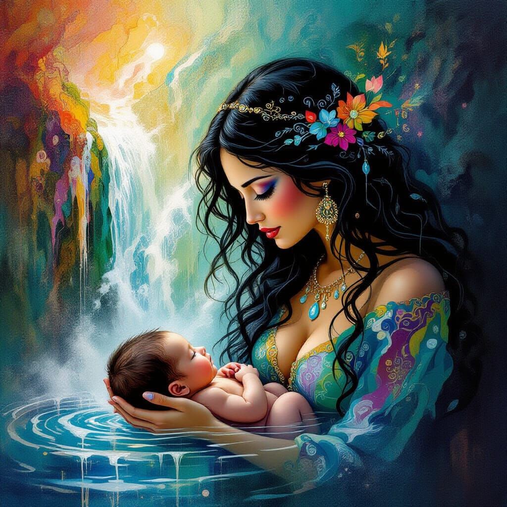 Mystical Waterfall of the Mind: Surreal Abstract Art