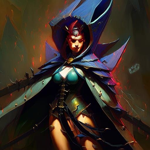 Immortal Panther Woman Monster Hunter in Anime Style