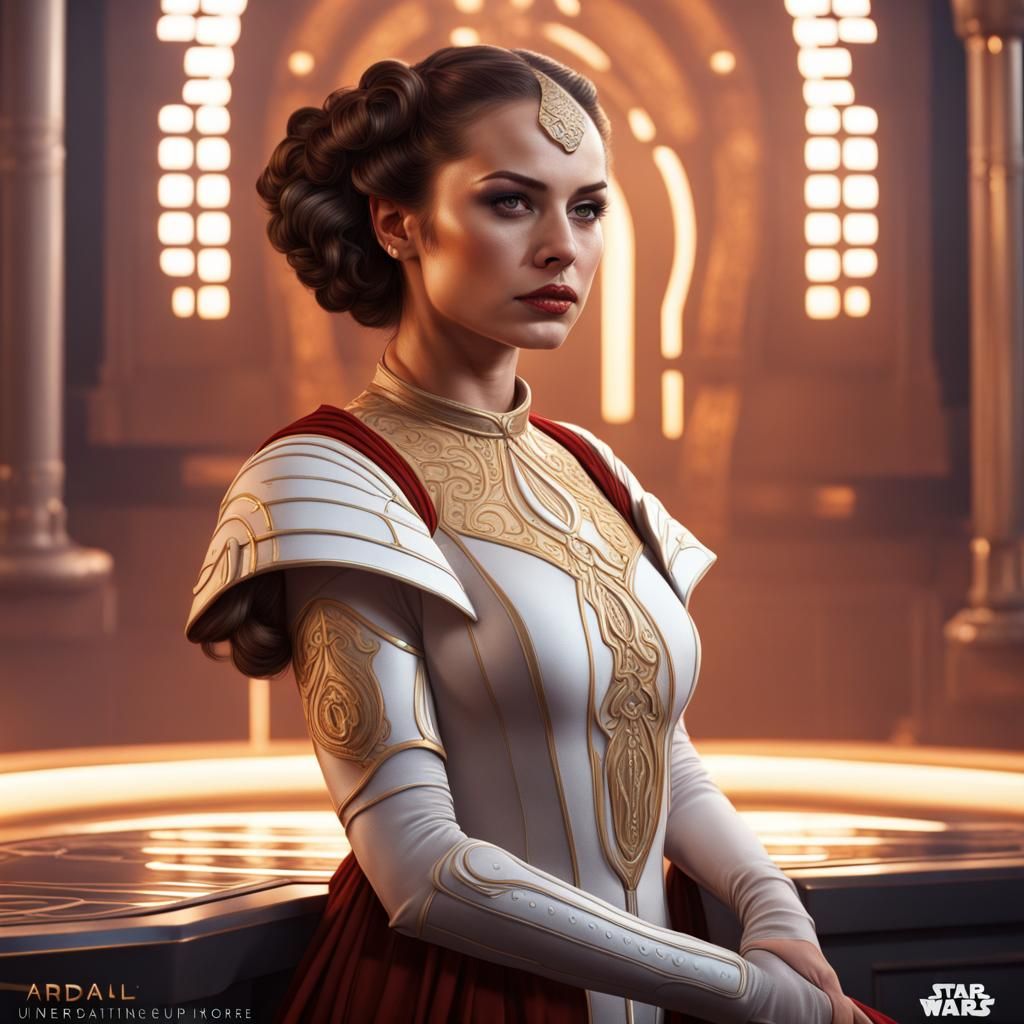 Padme Amidala as Hyperrealistic Pinup Art