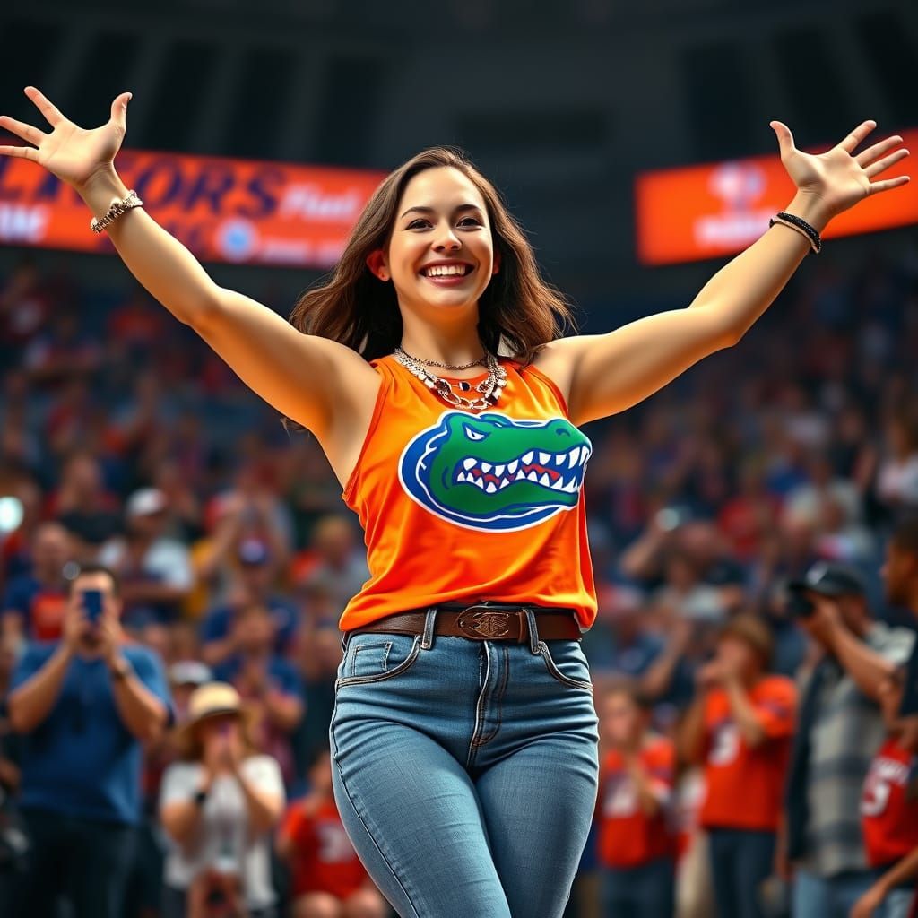 Triumphant Florida Gators Fan in Vibrant Colors