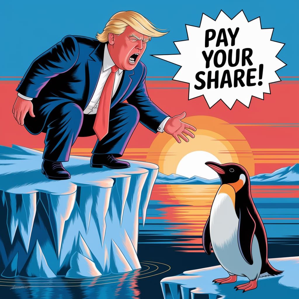 Donald Trump Shouts at a Penguin on a Melting Iceberg in a V...