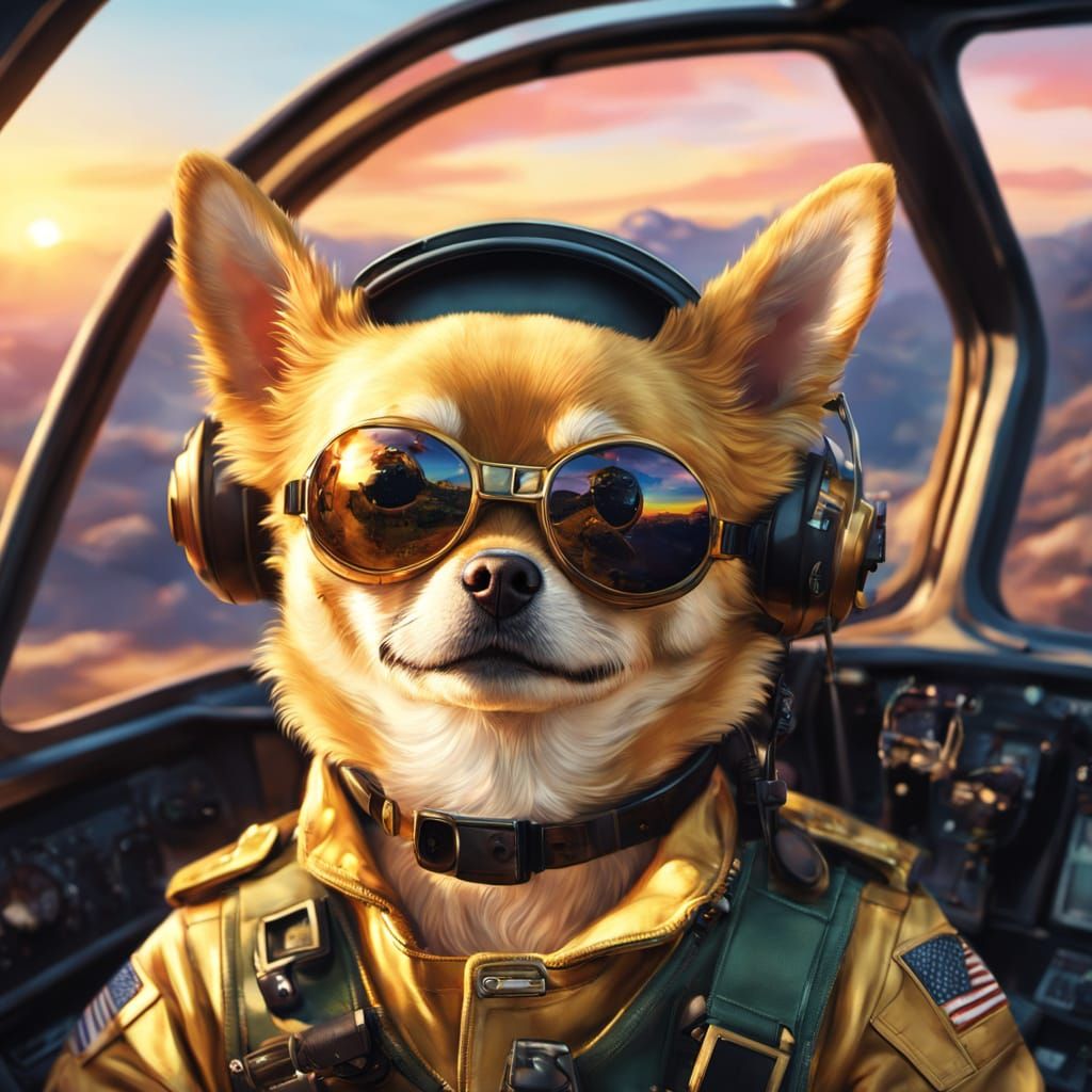 Golden Chihuahua Helicopter Pilot Concept Art