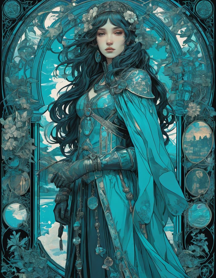 Ethereal Turquoise Enforcement Anthology in Gothic Cubist St...