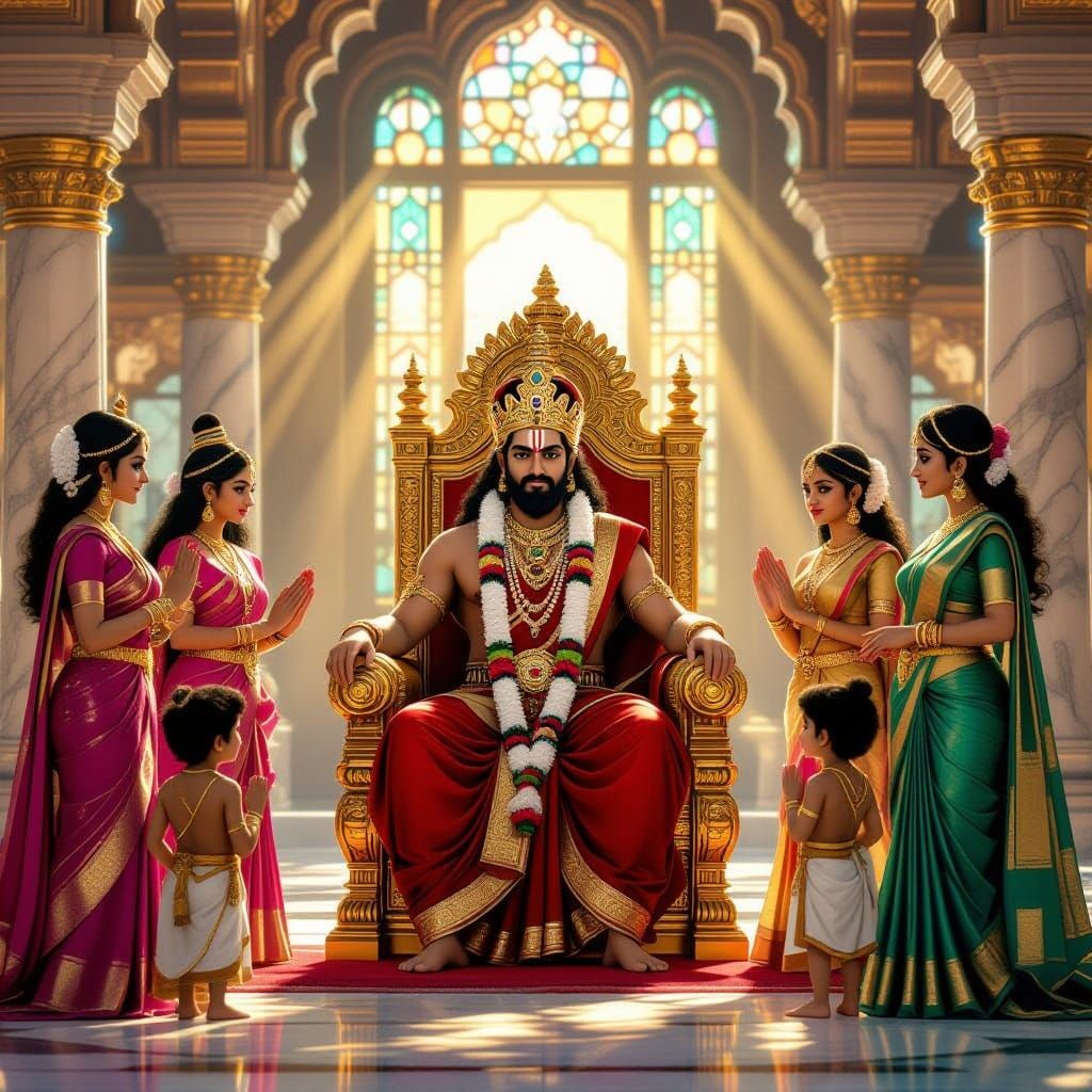 Royal Court Scene with King Dasharath