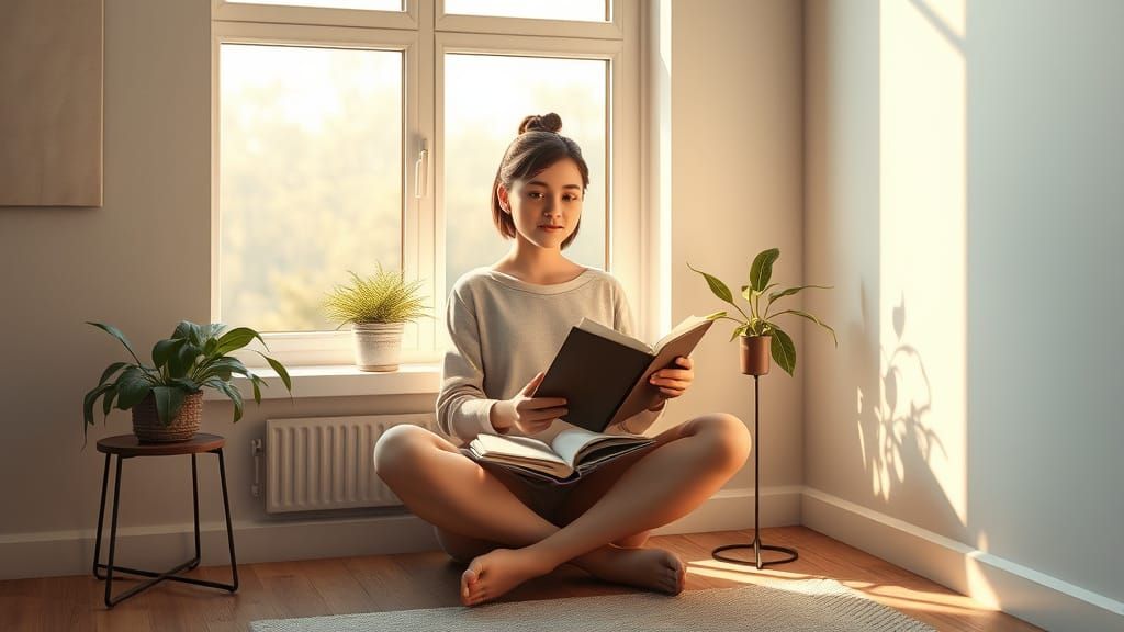 Serenely Lit Minimalist Sanctuary in Warm Morning Light