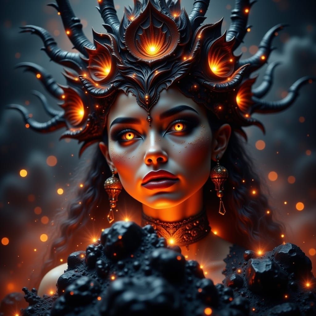 Fiery Goddess Rises From Volcanic Rock