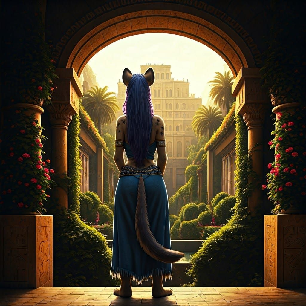 Surreal Hanging Gardens of Babylon in Vibrant Colors