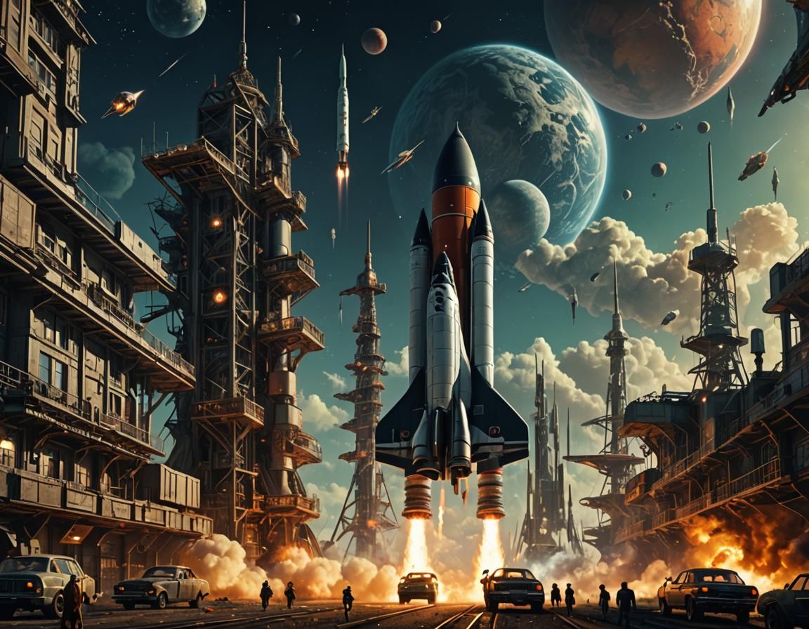 Retro Rockets: Epic Cinematic Digital Matte Painting