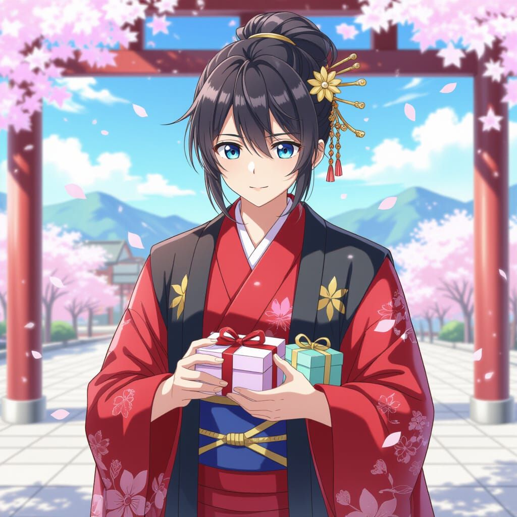 Anime Character Bearing Extravagant Gifts