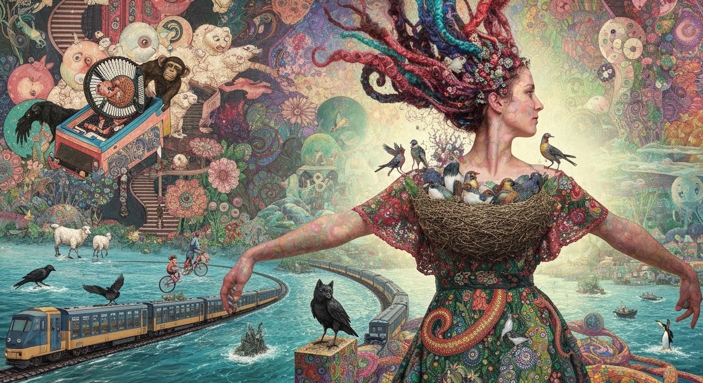 Psychedelic Double Exposure Dancer with Ink Flow