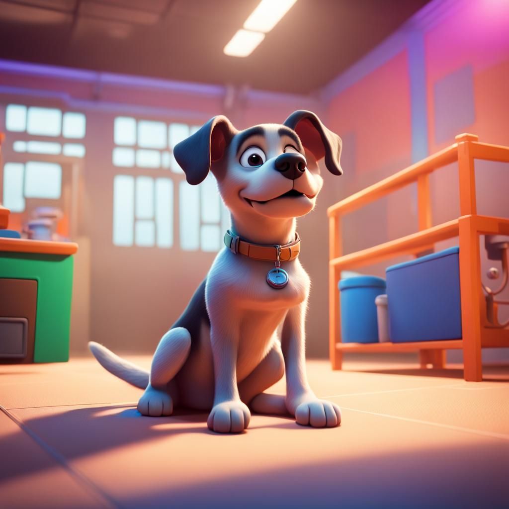 Joyful Dog Adoption Day: 3D Digital Art