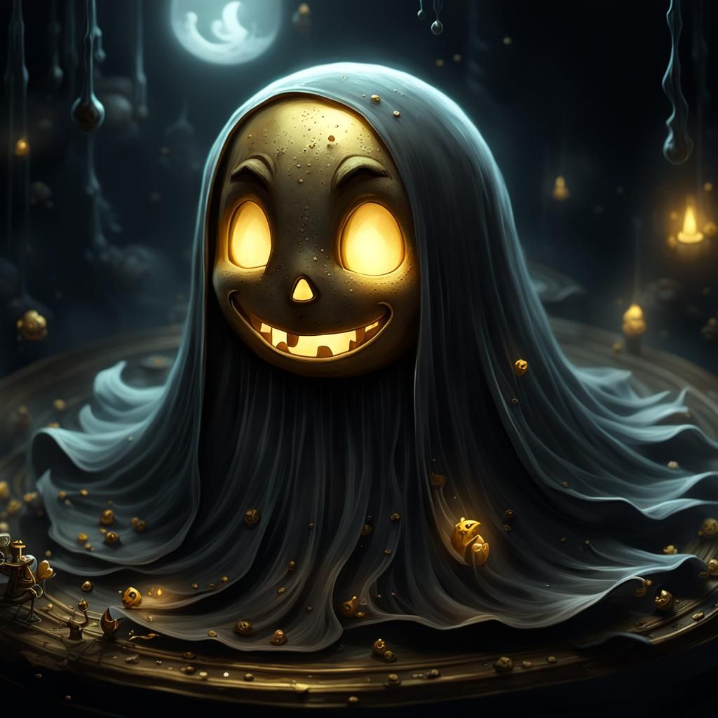 Cute Ghost in Dark Fantasy Style