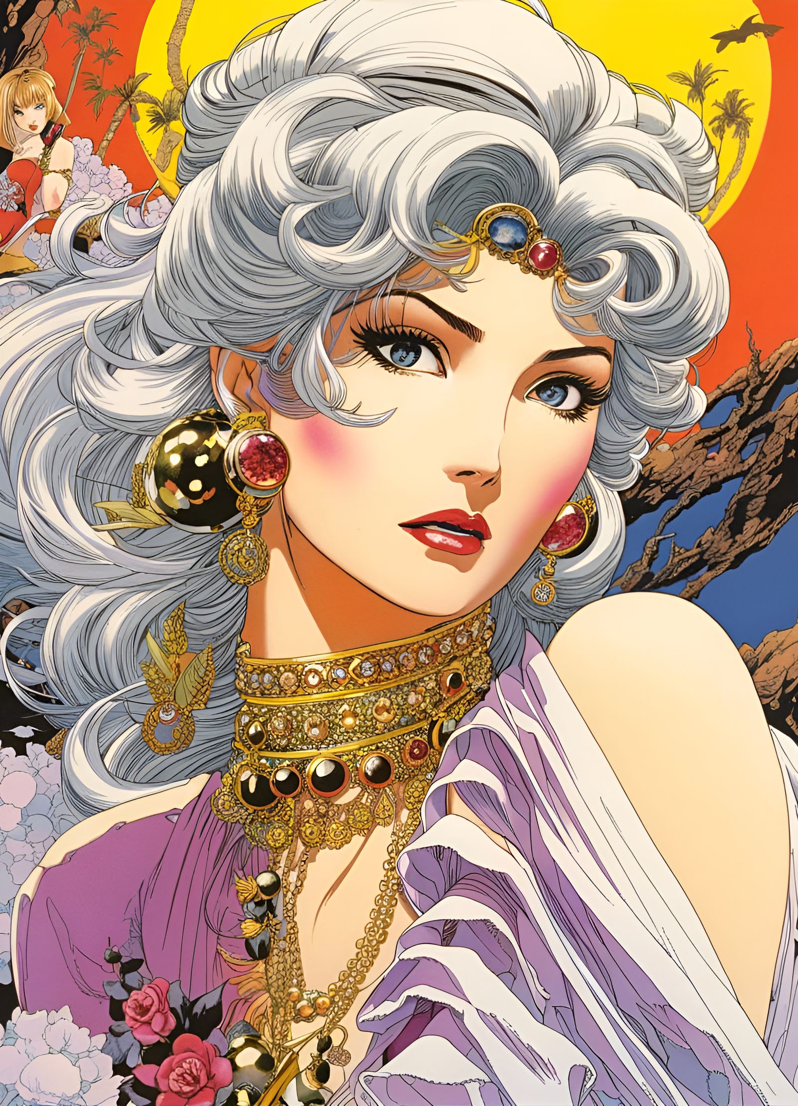 Beautiful Woman in Manga Style