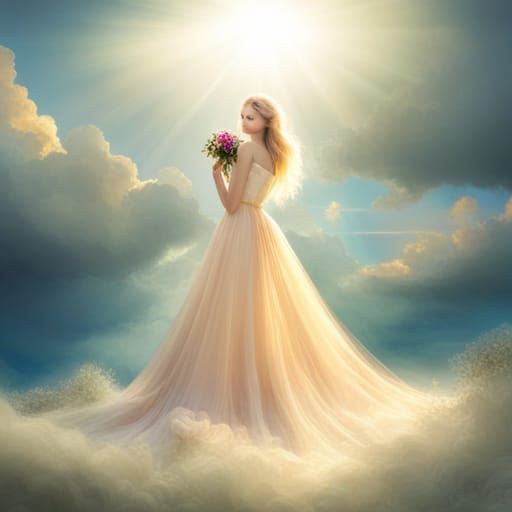 Princess in Ballgown Bathed in Divine Light