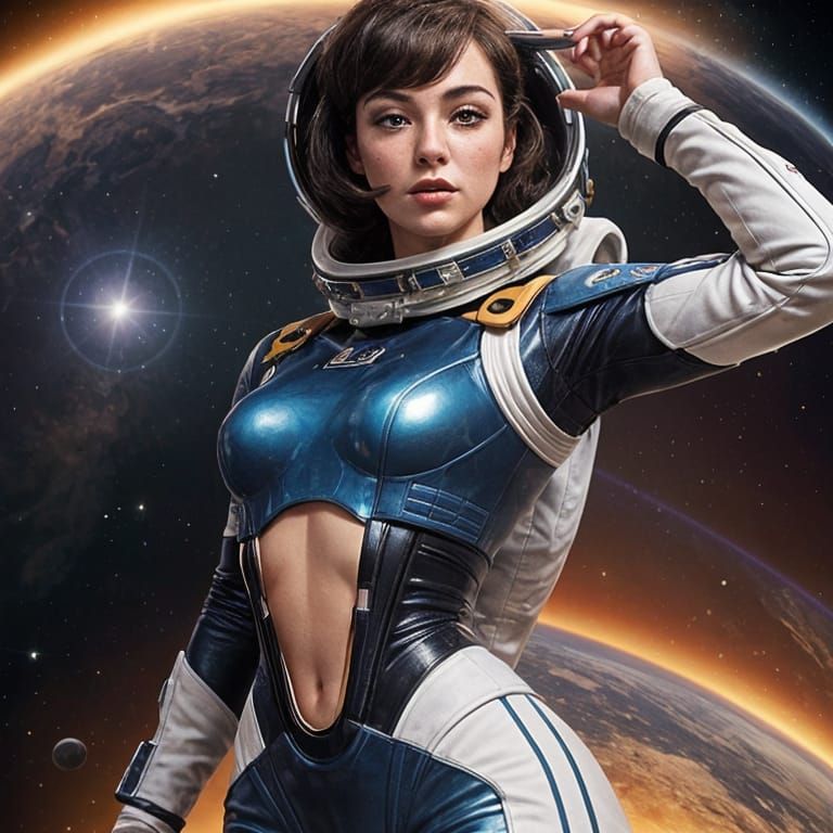 Space Woman Pinup Artwork in Syd Mead Style