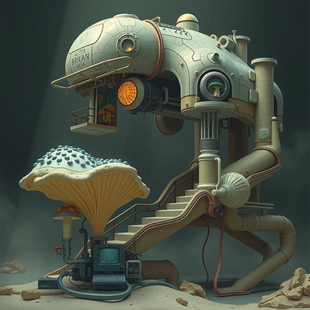 Futuristic Mushroom Bungalow in Hyperreal Style