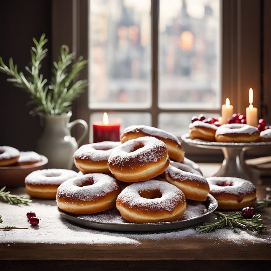 Christmas Wreath Doughnuts in Studio Lighting