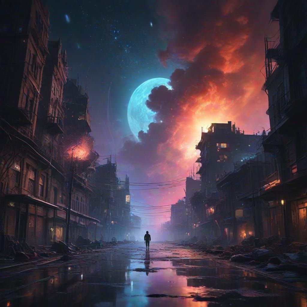 Cosmic Dreamscape Unfolds in Neon Hues