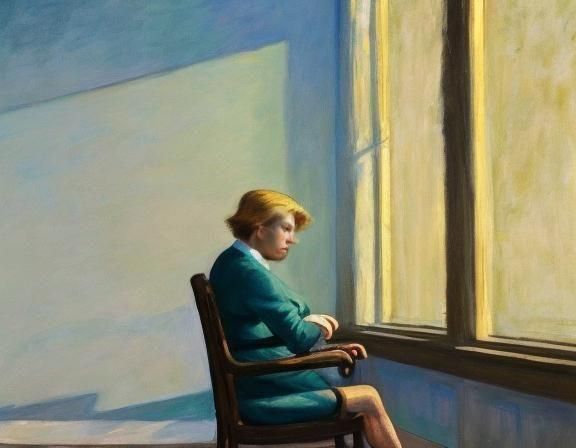 Edward Hopper Style Loneliness in a Lifeless Room