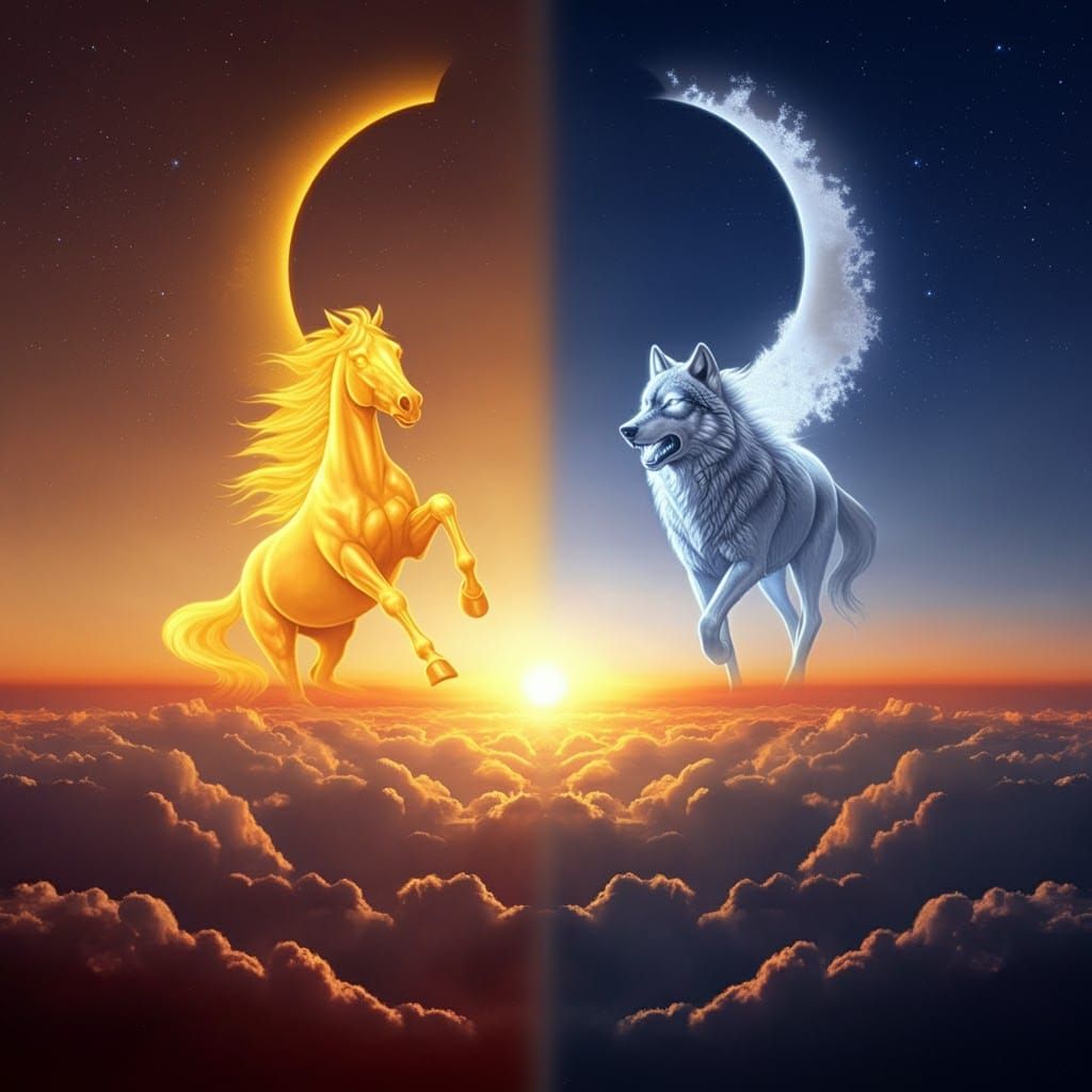 Fantasy Art: Sun Mare and Wolf Moon
