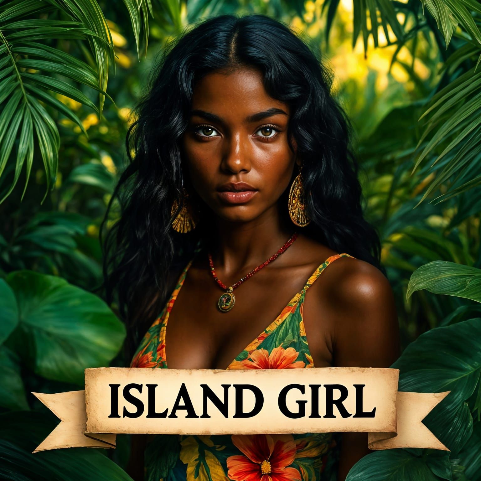 Hyperrealistic Island Girl Portrait in Vibrant Colors