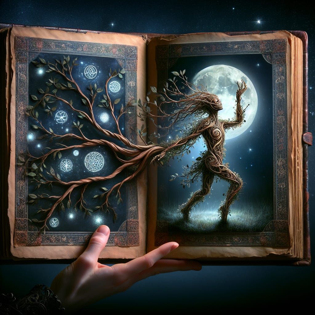 Enchanted Forest Creature Stepping into Night Sky