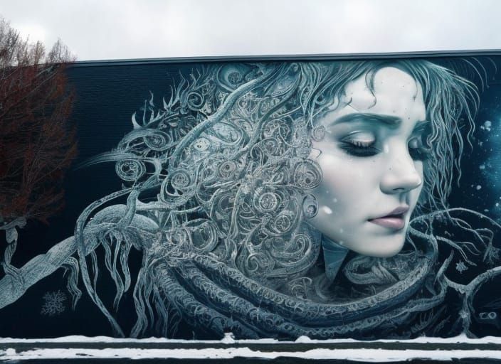 Frozen Niagara Falls in Celtic Art Style