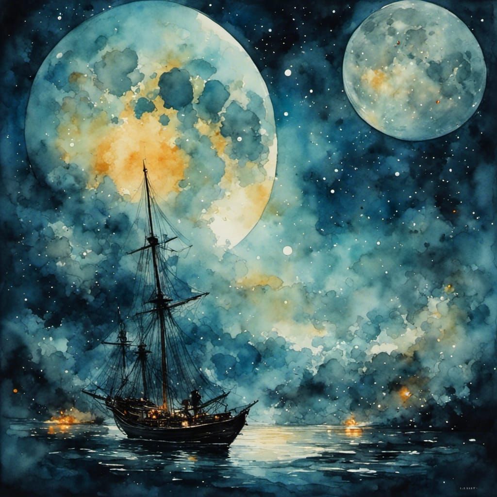 Peaceful Moonlit Night Scene