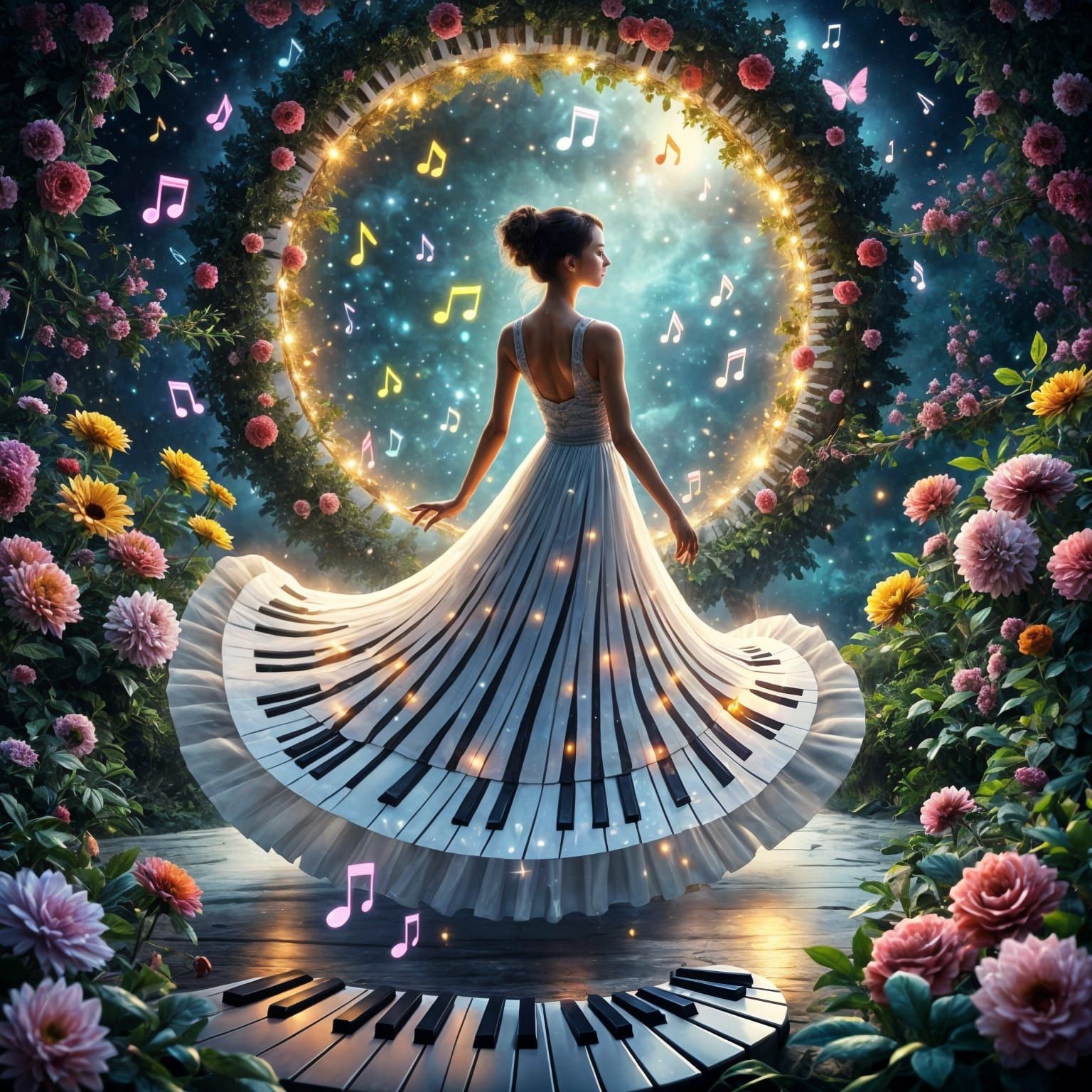 Ballerina Dancing in a Musical Portal