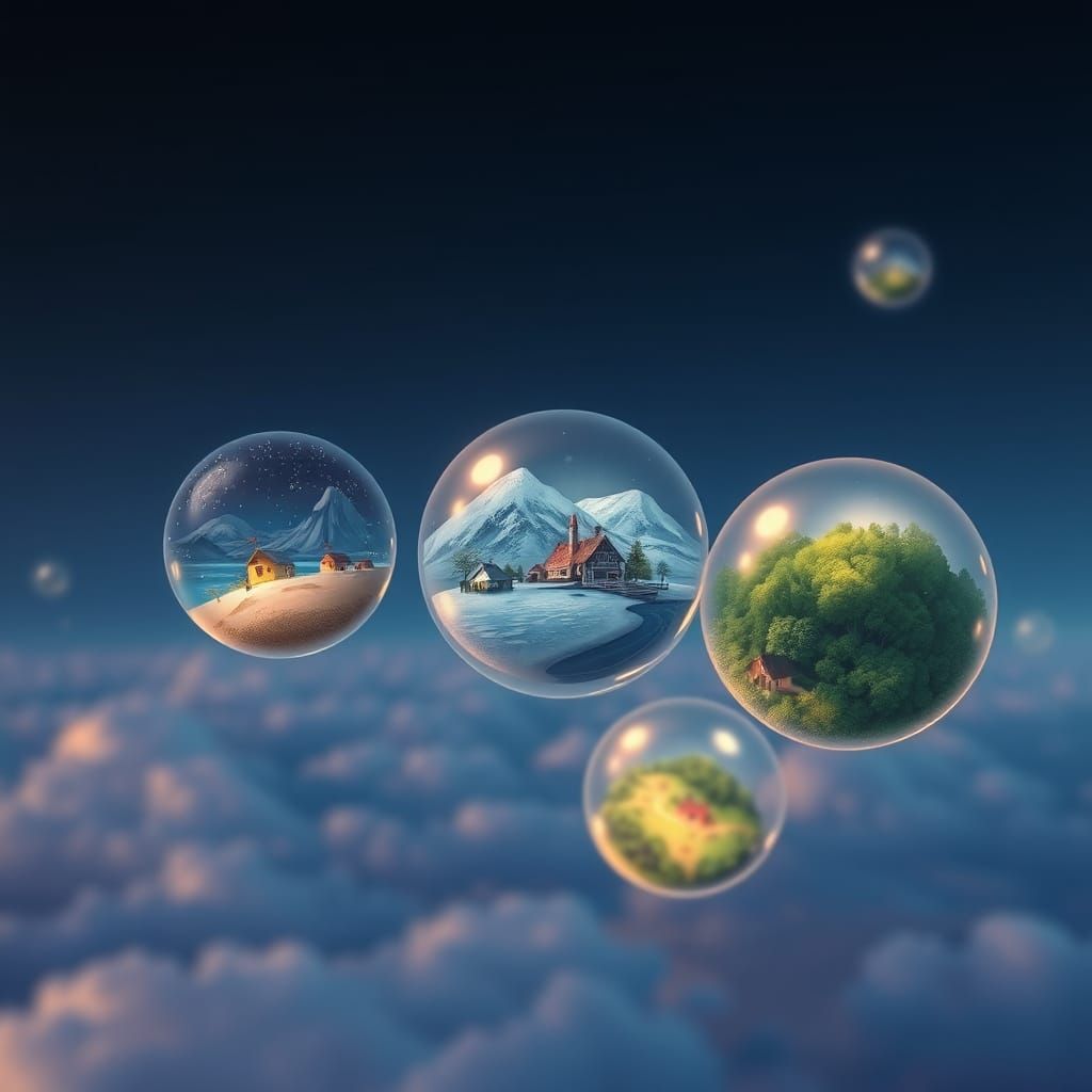 Floating Bubble Villages: Whimsical Environments in the Sky