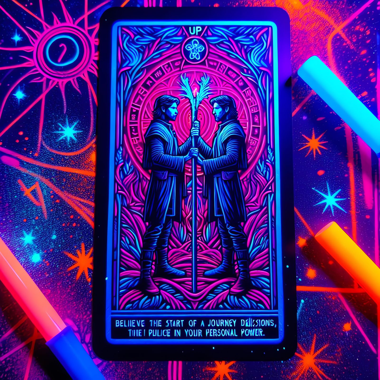 Psychedelic Tarot Card: Two of Wands