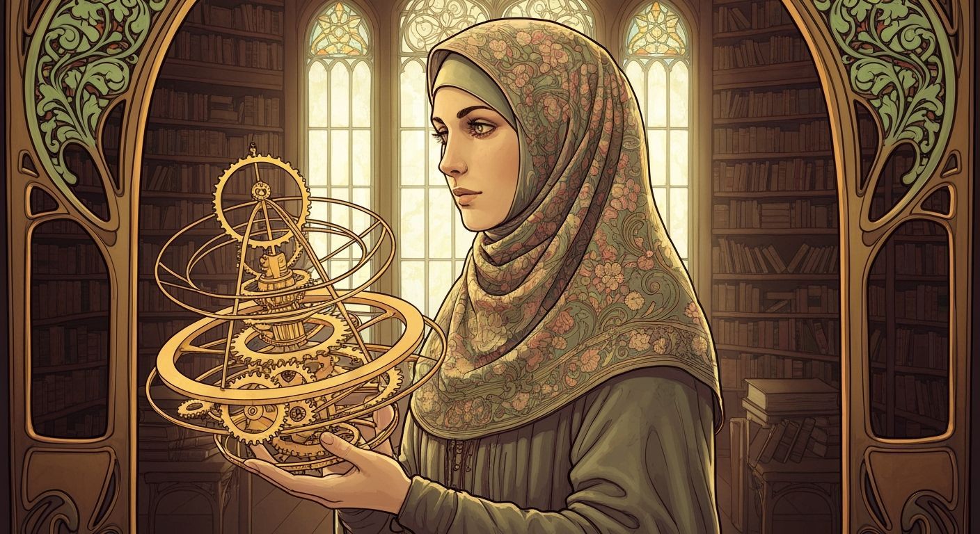 Art Nouveau Muslim Woman With Astronomical Device