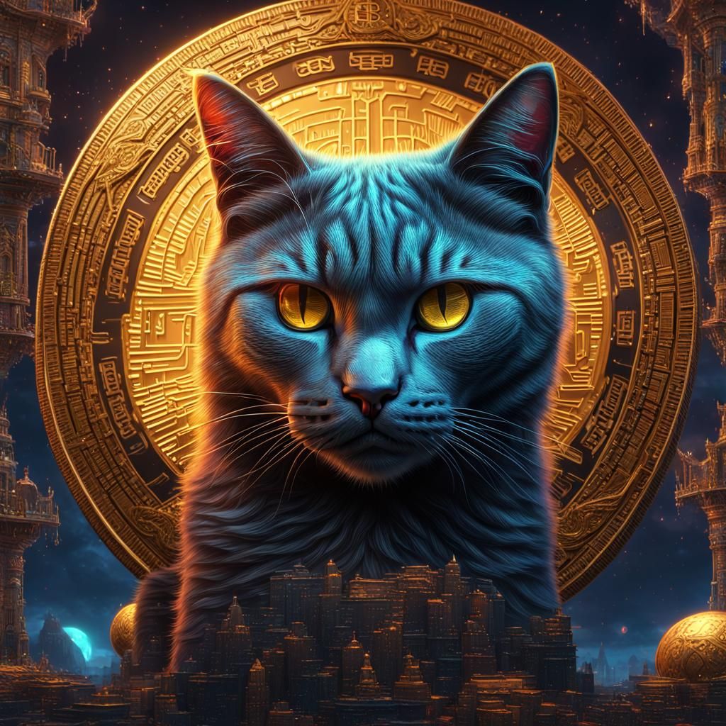Bitcoin Cat NFT Eye Fantasy Art