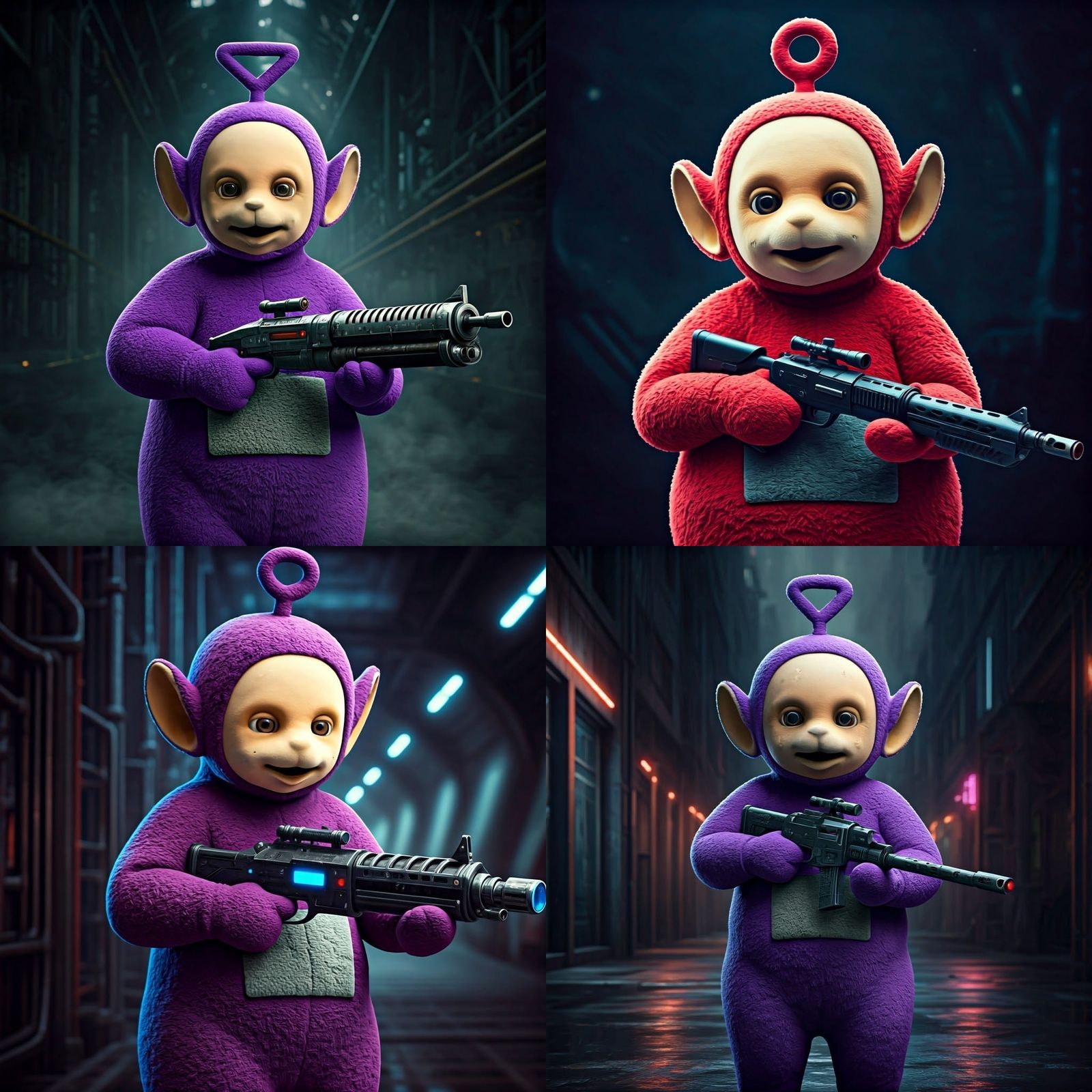 Mysterious Teletubby Wields Blaster Rifle