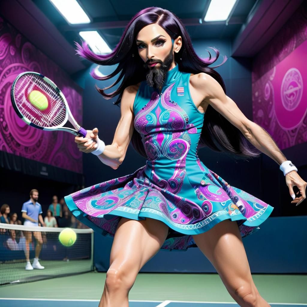 Conchita Wurst magic tennis pro