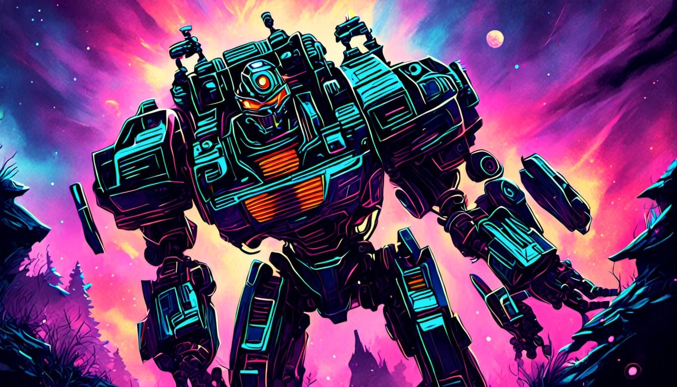 Sci-Fi Horror Robot in Anime Style