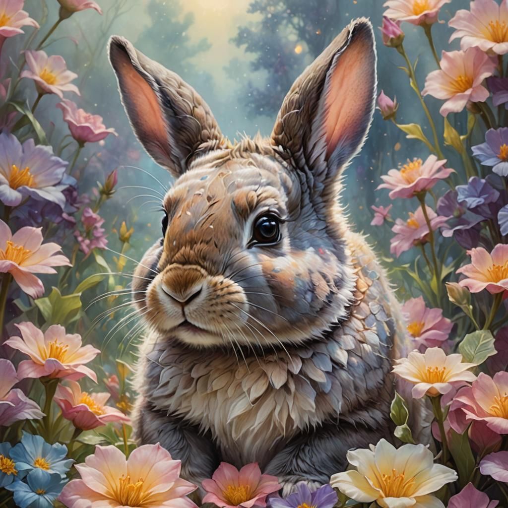 Rabbit with Hippo Ears in Ethereal Fantasy Style